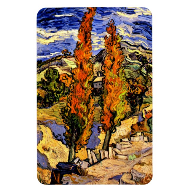 Van Gogh - Zwei Poplars auf einem Hügel Magnet (Vertikal)
