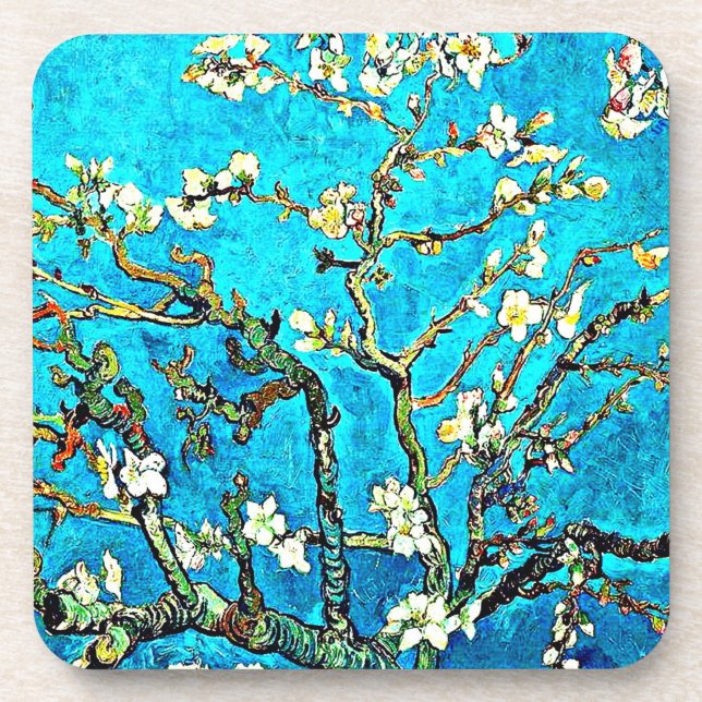 Van Gogh - Zweige mit Almond-Blüten Getränkeuntersetzer (Vorderseite)