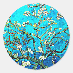 Van Gogh - Zweigstellen mit Almond Blossom Runder Aufkleber