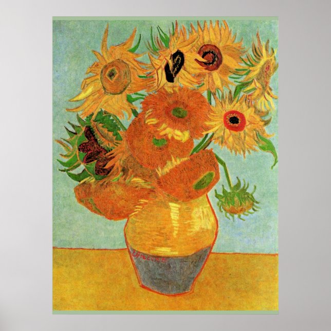 Van Gogh - Zwölf Sonnenblumen Poster (Vorne)
