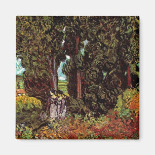 Van Gogh - Zypressen mit zwei weiblichen Figuren Magnet