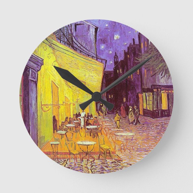 Van- Goghcafé-Impressionist-Malerei Runde Wanduhr (Vorderseite)