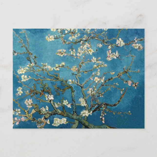 Van- Goghmandel blüht Vintages Blumenblau Postkarte (Vorderseite)
