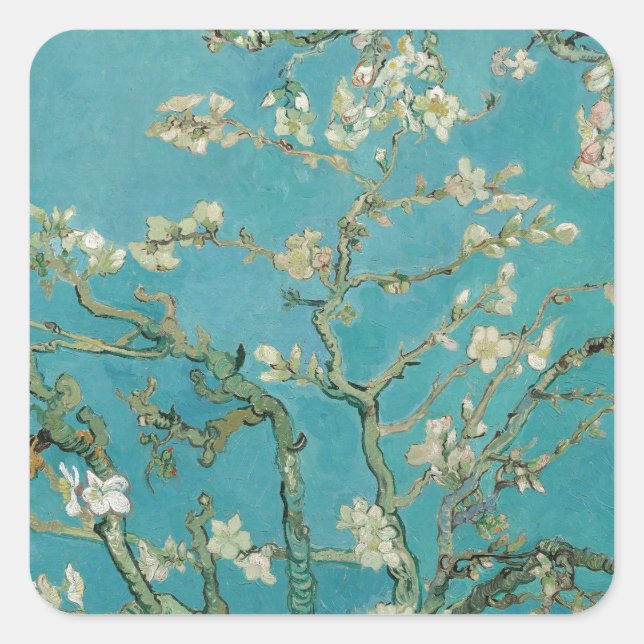 Van Goghs Almond Blossom Quadratischer Aufkleber (Vorderseite)