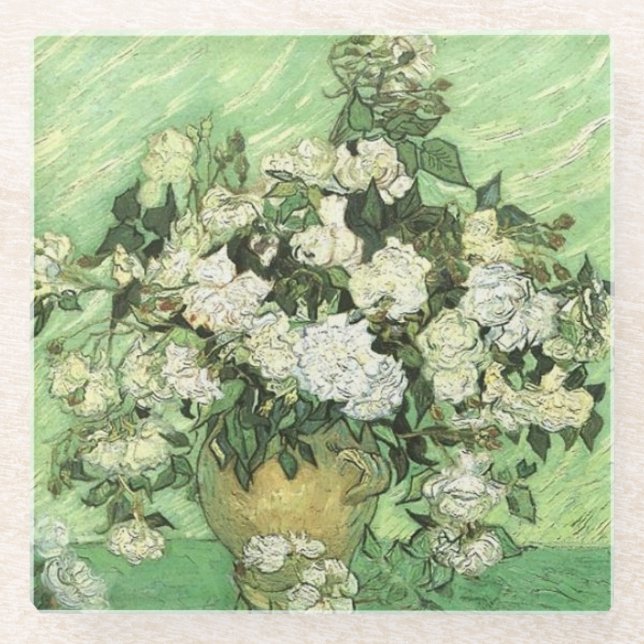Van Gogh's Blume in Vase Glasuntersetzer (Vorderseite)