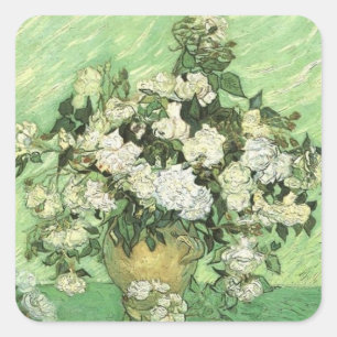Van Gogh's Blume in Vase Quadratischer Aufkleber