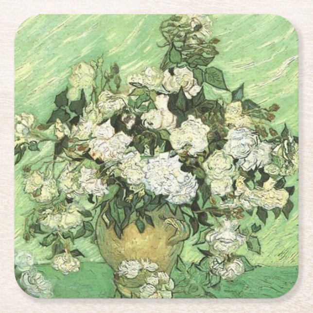 Van Gogh's Blume in Vase Rechteckiger Pappuntersetzer (Vorderseite)