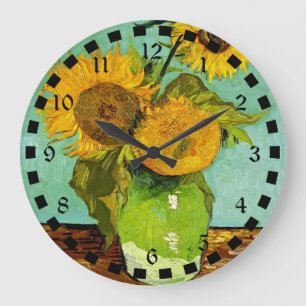 Van Gogh's Famous Painting, Sunflowers, 1888 Große Wanduhr