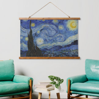 Van Gogh's klassische Malerei The Starry Night Wandteppich Mit Holzrahmen