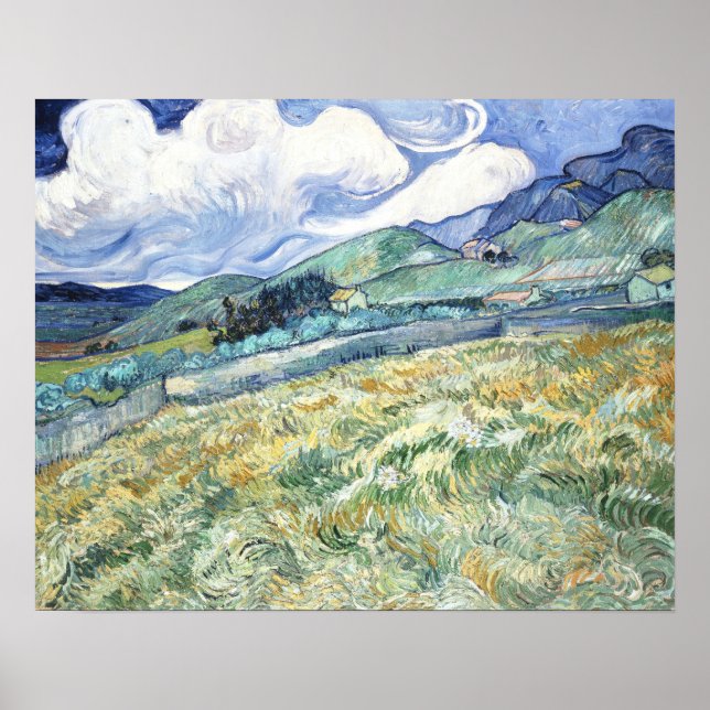 Van Gogh's Landschaft von Saint-Rémy Canvas Print Poster (Vorne)