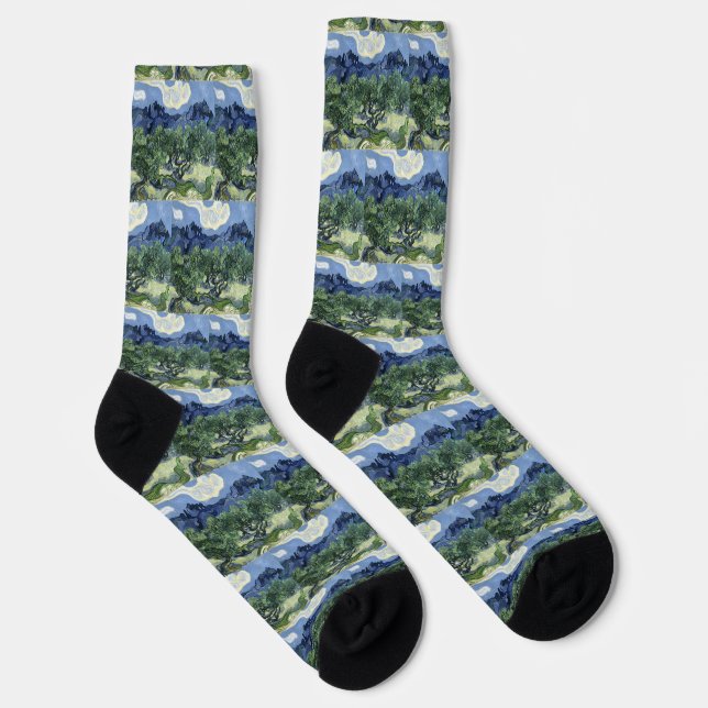 Van Gogh's Landschaftsbild der Olivenbäume Socken (Rechts)