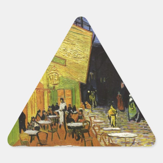 Van Gogh's Night Cafe Dreieckiger Aufkleber (Vorderseite)