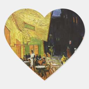 Van Gogh's Night Cafe Herz-Aufkleber