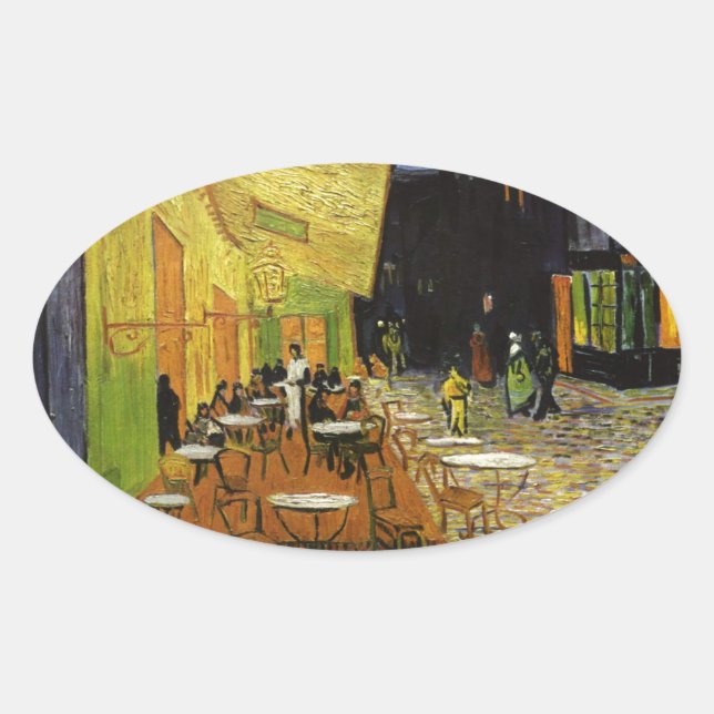 Van Gogh's Night Cafe Ovaler Aufkleber (Vorderseite)