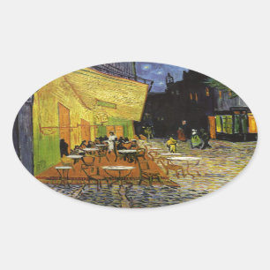 Van Gogh's Night Cafe Ovaler Aufkleber
