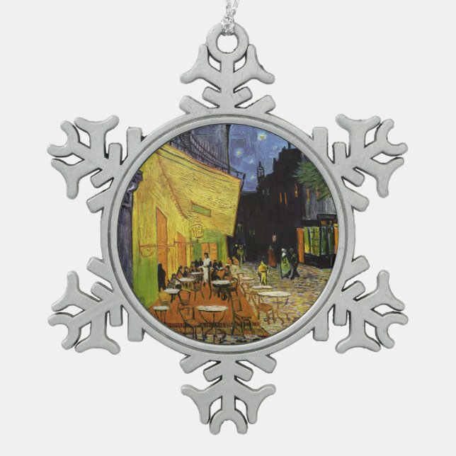 Van Gogh's Night Cafe Schneeflocken Zinn-Ornament (Vorderseite)
