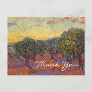 Van Goghs Olivenhain, orangener Himmel Postkarte