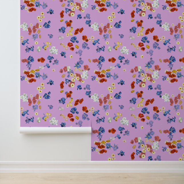 Van Gogh's Poppy und Iris Blume Lavender Tapete (Anwendung)