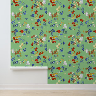 Van Gogh's Poppy und Iris Blume Sage Green Tapete