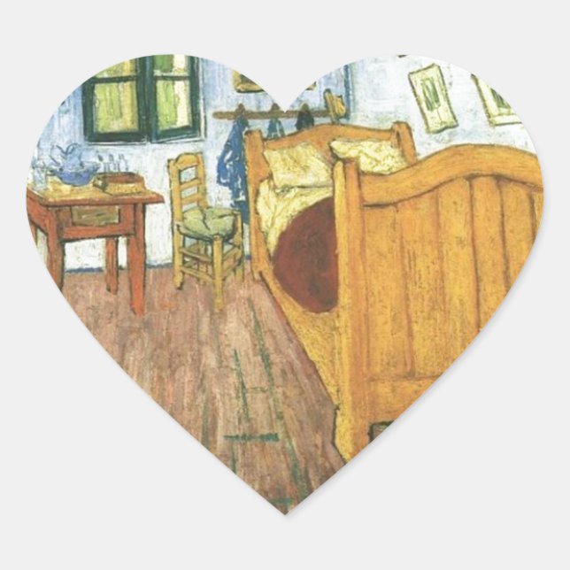 Van Gogh's Schlafzimmer in Arles Herz-Aufkleber (Vorderseite)