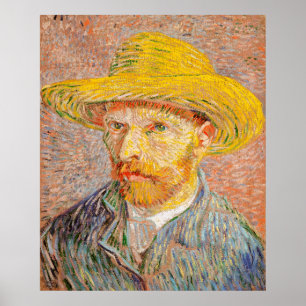 Van Gogh's Selbstportrait mit einem Strohhut Poster