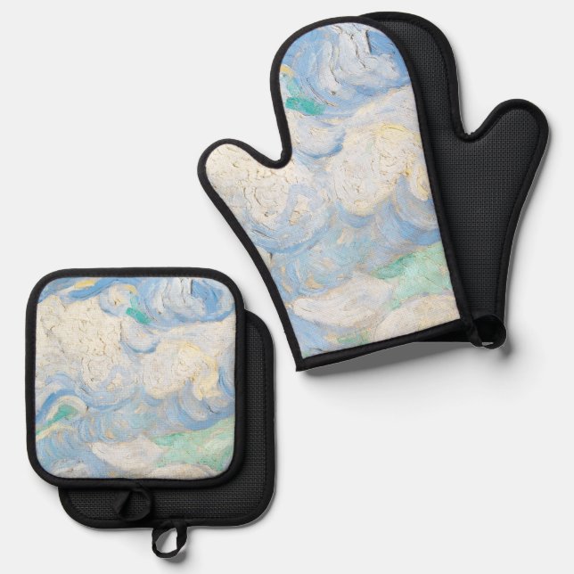 Van Gogh's sky background Ofenhandschuh & Topflappen-Set (Vorderseite/Rückseite)