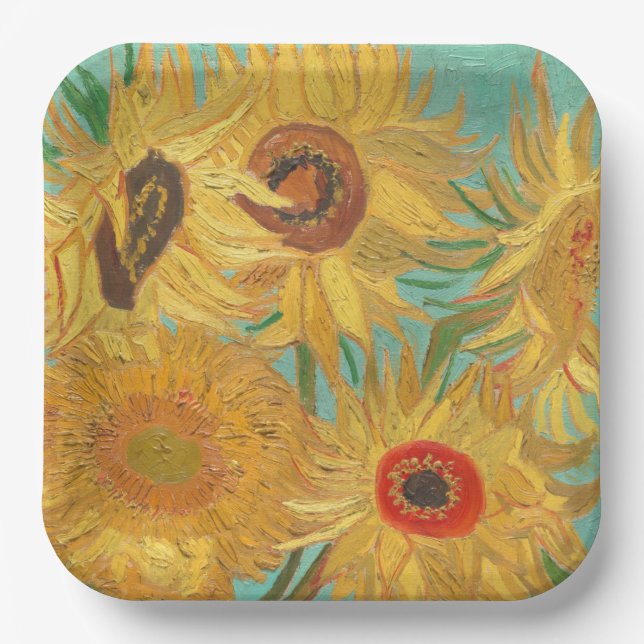 Van Gogh's Sonnenblumen  Pappteller (Vorderseite)