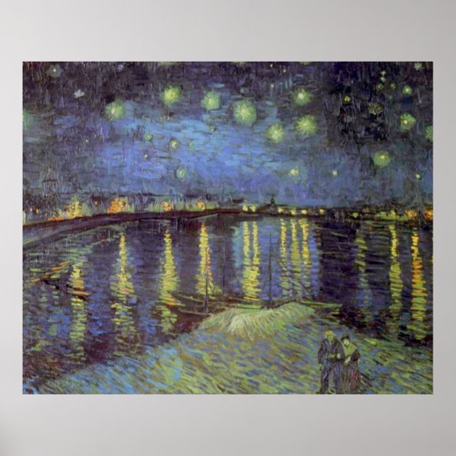 Van Gogh's Starry Blue Night Over Rhone Painting Poster (Vorne)