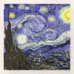 Van Gogh's Starry Night, 1889 Glasuntersetzer<br><div class="desc">Das Gemälde, das als Van Gogh's magnum opus gepriesen wird, zeigt den Blick abends außerhalb seines Sanatorium-Zimmers, obwohl es tagsüber aus der Erinnerung gemalt wurde. Das Bild ist öffentlich zugänglich. Kontaktieren Sie Patterns & Paintings & Graphics für spezielle Anfragen. © Copyright 2020 P.D., Muster & Bilder & Grafiken. Alle Rechte...</div>