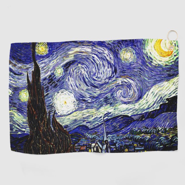 Van Gogh's Starry Night, 1889 Golfhandtuch (Horizontal)