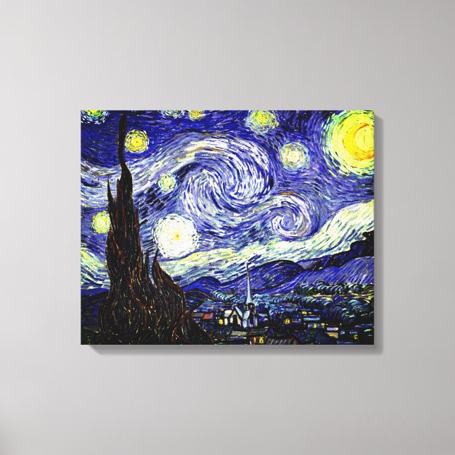 Van Gogh's Starry Night, 1889 Leinwanddruck (Vorderseite)