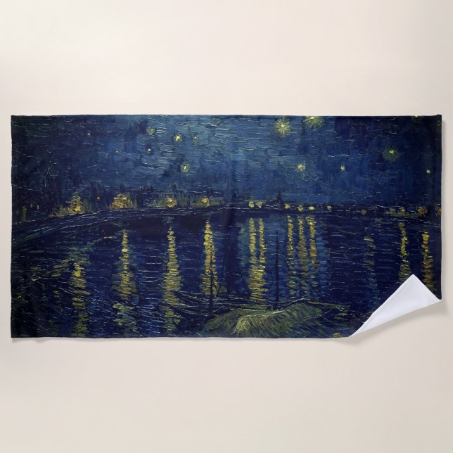 Van Gogh's Starry Night am Rhone Beach Towel Strandtuch (Vorderseite)