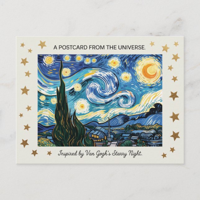 Van Gogh's Starry Night Art Inspiriert Postkarte (Vorderseite)