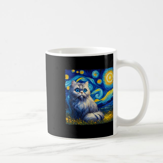 Van Gogh's Starry Night Inspiriert Cat Lover Mama  Kaffeetasse (Rechts)
