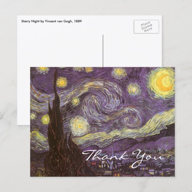 Van Gogh's Starry Night Postkarte (Vorne/Hinten)