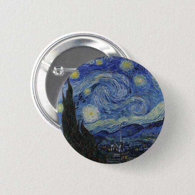 Van Gogh's Starry Night: Whirlwind vom Dreams-Butt Button (Vorne & Hinten)