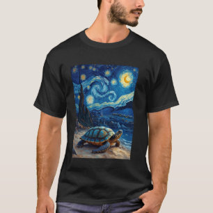 Van Goghs Sternennacht-Schildkrötenpanzer-Reisende T-Shirt