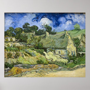 Van Gogh's Thatched Hütten in Cordeville (1890) Poster