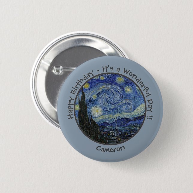 van Gogh's The Starry Night Party Items Collection Button (Vorne & Hinten)