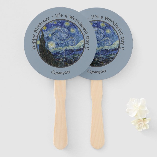 van Gogh's The Starry Night Party Items Collection Fächer (Vorne und Hinten)