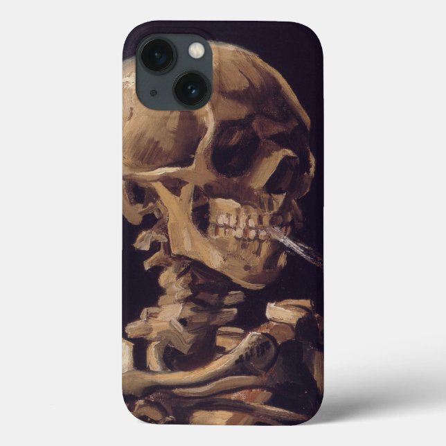 Van- Goghschädel mit brennender Zigarette Case-Mate iPhone Hülle (Rückseite)