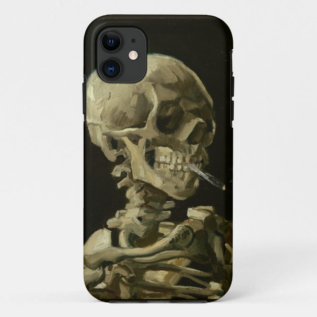 Van- Goghschädel mit brennender Zigarette Case-Mate iPhone Hülle (Rückseite)