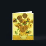 Van- Goghsonnenblume-Anmerkungs-Karte Karte<br><div class="desc">Van- Goghsonnenblumeanmerkungskarte. Ölmalerei auf Leinwand ab 1888. Vase mit fünfzehn Sonnenblumen ist eine von Vincent van Goghs geliebtesten Stilllebenarbeiten. Der glänzende Gebrauch von Gelbs erwähnt ruhig das Ende des Sommers. Ein großes Geschenk für Fans der Sonnenblumen,  des Van Gogh,  des Impressionismus und des Stilllebens Art.</div>