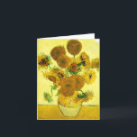 Van- Goghsonnenblume-Anmerkungs-Karte Karte<br><div class="desc">Van- Goghsonnenblumeanmerkungskarte. Ölmalerei auf Leinwand ab 1888. Vase mit fünfzehn Sonnenblumen ist eine von Vincent van Goghs geliebtesten Stilllebenarbeiten. Der glänzende Gebrauch von Gelbs erwähnt ruhig das Ende des Sommers. Ein großes Geschenk für Fans der Sonnenblumen,  des Van Gogh,  des Impressionismus und des Stilllebens Art.</div>