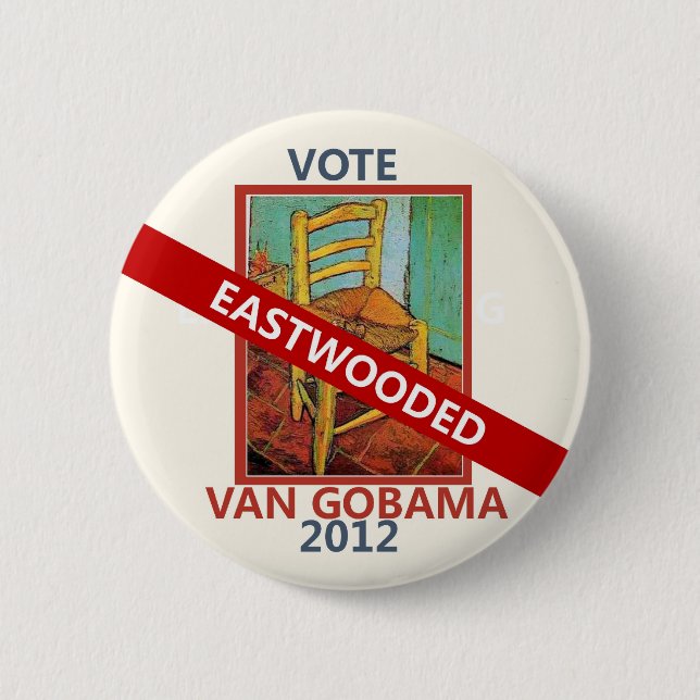 Van- Goghstuhl Barck Obama Clint Eastwood Meme Button (Vorderseite)