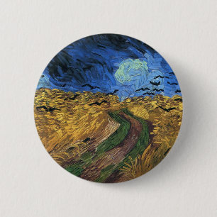 Van GoghWheatfield mit Krähen-Knopf Button