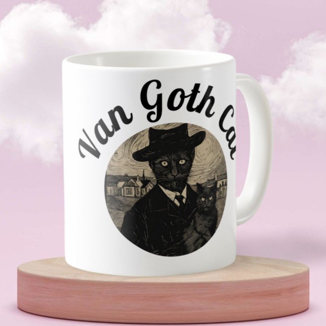 Van Goth Cat Starry Night Gothic Style Kaffeetasse (Von Creator hochgeladen)