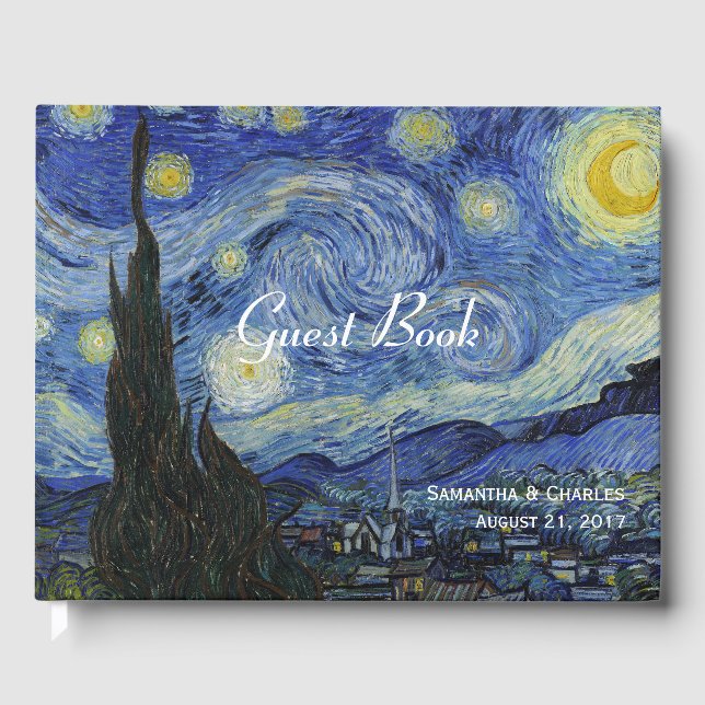 Van Gough Starry Night Wedding Guest Book Gästebuch (Vorderseite)