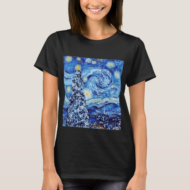 Van Gough Starry Night - White Christmas T - Shirt (Vorderseite)