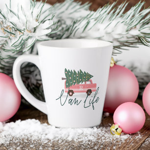 Van Life Girly Pink Vintag Van Christmas Tree Milchtasse